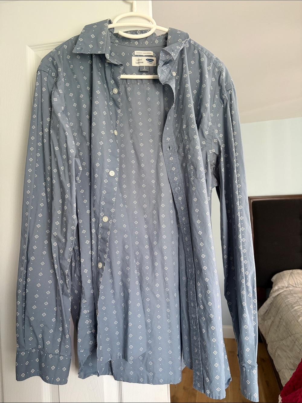 Old Navy Light Blue Printed Button-Front Shirt Jacket